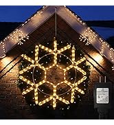 DBFAIRY 24-inch LED Christmas Snowflake Window Lights, Large Outdoor Snowflake Hanging Silhouette...