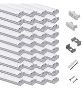 hunhun 40-Pack 3.3ft/1Meter U Shape LED Aluminum Channel System with Milky Cover, End Caps and Mo...