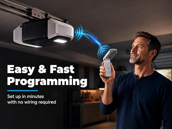 Easy to program wireless garage door keypad Simple step-by-step programming Fast pair process sync