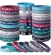 QEERBSIN Bible Verses Bracelets Motivational Christian Rubber Bracelets Faith Hope Wristbands for...