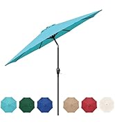 HealSmart 9ft Patio Push Button Tilt/Crank, Outdoor Table Market Yard Umbrella with 8 Sturdy Ribs...