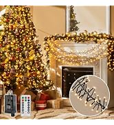 Ollny Cluster Lights for Christmas Tree, 1000LED 49ft Warm White Christmas Lights Outdoor 8 Modes...