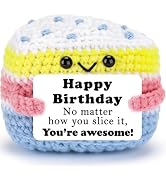 GevGuxLuo Happy Birthday Crochet Cake Gifts,Unique Funny Handmade Positive Crochet Cake Support N...