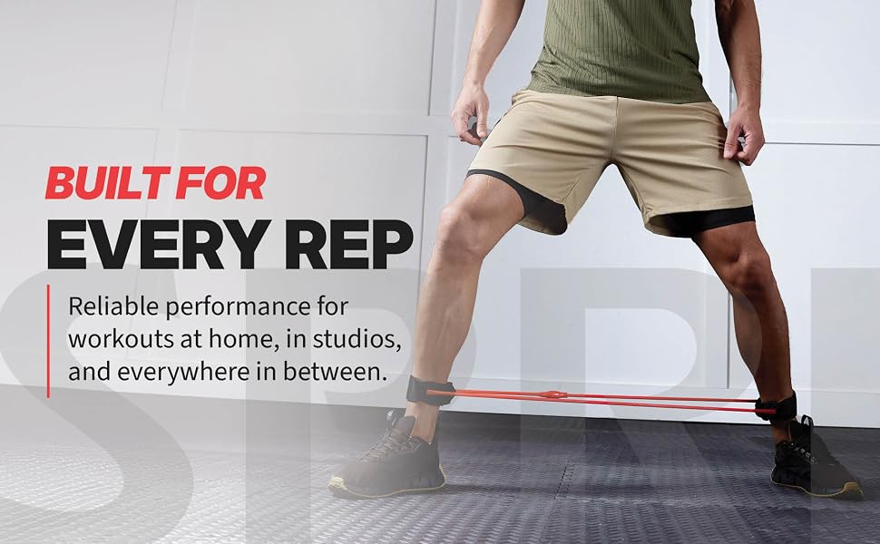 Man using ankle resistance band performing lower body strength exercise with SPRI Xercuff