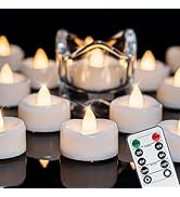 merrynights Remote Candles, 12PCS Flameless Tea Lights Candle Battery Operated with Timer, 400+Ho...