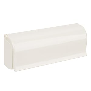 White rectangular tissue box holder or paper towel dispenser with pleated sides and open top for dispensing.