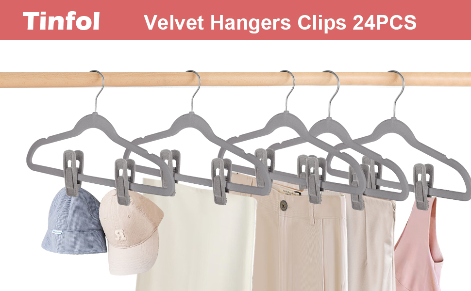 24pcs Velvet Hangers clips