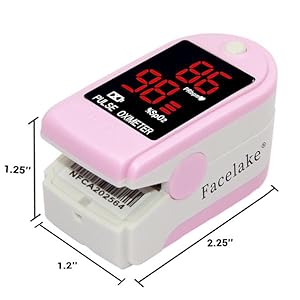 Facelake 400 Pulse Oximeter Blood Oxygen SPO2 Monitor Screen Display Adults Kids Case Batteries