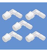 Quickun Hose Barb Fitting Elbow, 5/8" Hose Barb x 3/4" Male NPT Barbed Adapter for Fuel/AIR/Water...