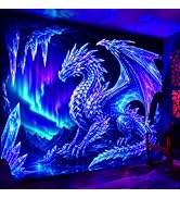 Simpkeely Blacklight UV Reactive Blue Dragon Wall Tapestry for Bedroom | UV Reactive Fantasy Wall...