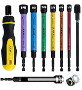 AKM TOOL 8 PCS Hollow Nut Driver Set, Magnetic Nut Driver Set with Ratcheting Handle, Hollow Shaf...