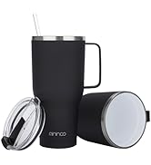 mininoo 40 oz Ceramic Lined Tumbler with Handle and Straw Lid, Stainless Steel Ceramic Travel Cof...