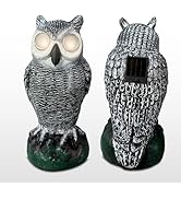 Solar Owl with Glowing Eyes,Fake Owl Resin Garden Waterproof Decorations with Stake for Outdoor Y...