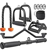 SELEWARE Triceps LAT Pulldown Attachments Home Gym Workout Accessories with Non-Slip Soft Rubber ...