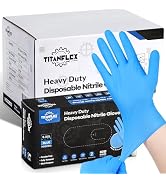 TitanFlex Heavy-Duty Blue Disposable Nitrile Gloves, Box of 100, 6-mil, Fully Textured, Powder-Fr...