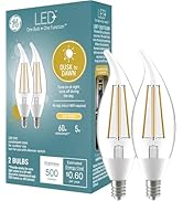 GE LED+ Dusk to Dawn LED Light Bulbs, Automatic On/Off Outdoor Security Lights, Soft White, E12 C...