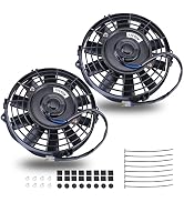 FGJQEFG 7 Inch Black Universal Slim Fan Push Pull Electric Radiator 12V 80W High Performance Cool...