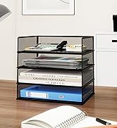 Natwind 4 Tier Stackable Paper Trays for Letter Documents, Desktop File Organizers for Office Sup...