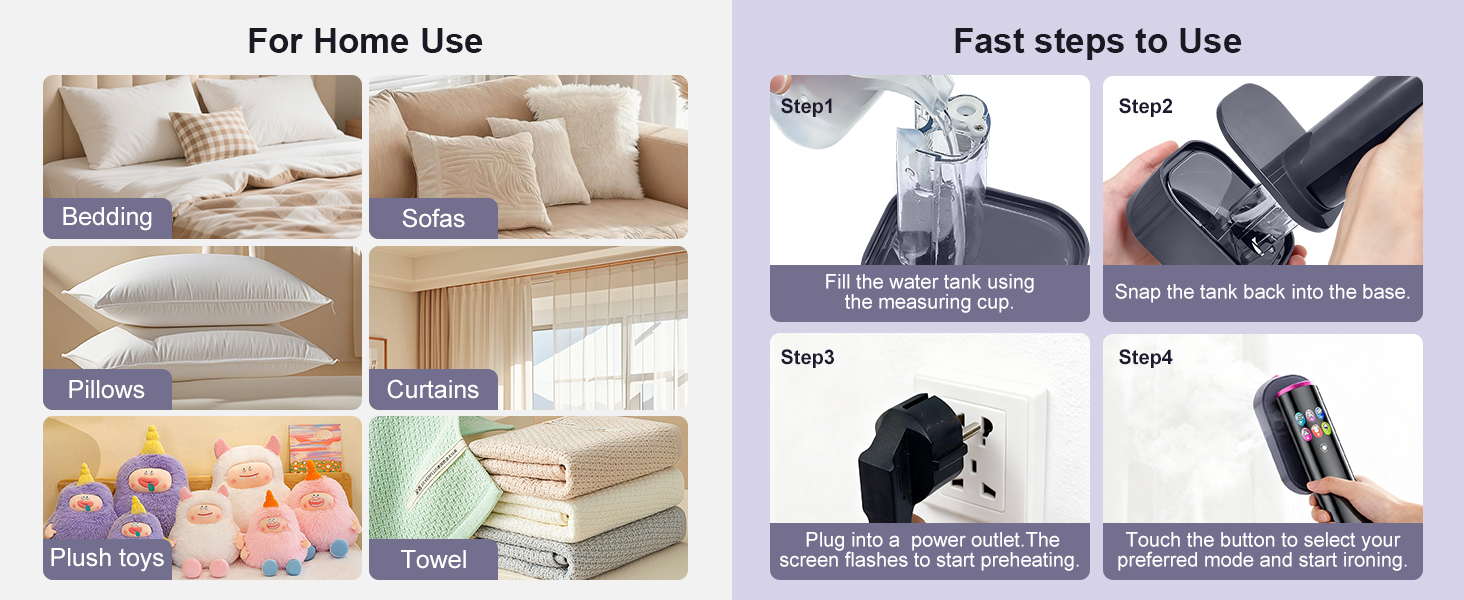 Bedding, blankets, and clothes at home can be ironed, and both the office and school can be used