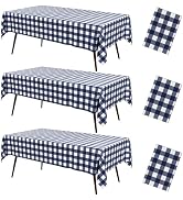 misaya 3 Packs Buffalo Disposable Table Cloth, 54 x 108 Inch Waterproof Plastic Tablecloth, Recta...