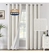 H.VERSAILTEX 100% Blackout Curtains Linen Textured Chenille Curtains Thermal Insulated Curtain 84...