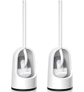 Toilet Brush, 2 Pack Toilet Brush and Holder Set with Durable Curved Bristles Toilet Scrubber, To...