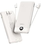 VEGER Portable Charger with Built-in AC Plug and Cables, All in One 10000mAh Ultra-Slim Power Ban...