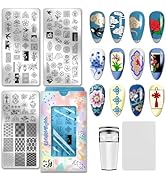 PH PandaHall 3pcs Chinese Traditional Pattern Nail Stamping Plates Floral Bird Nail Art Templates...