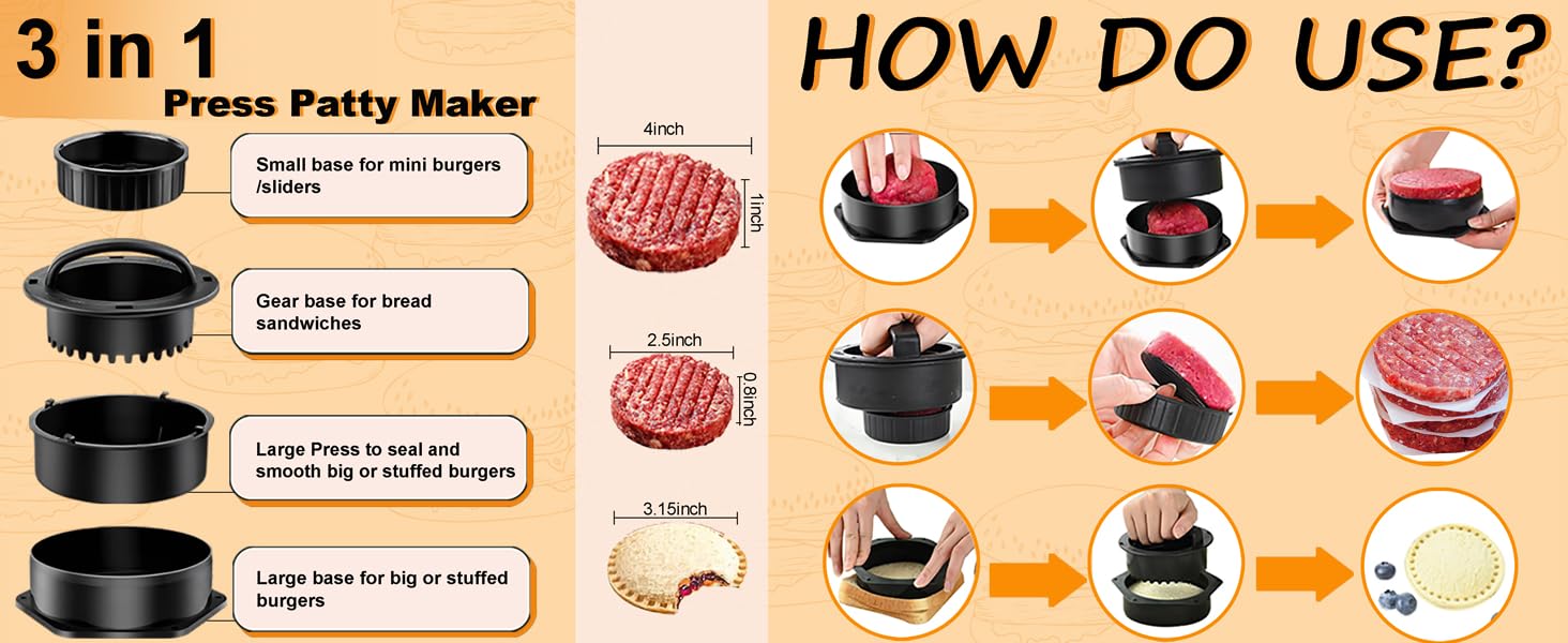 Burger Press Patty Maker griddle cooking tools griddle accessory kit griddle set griddle kit