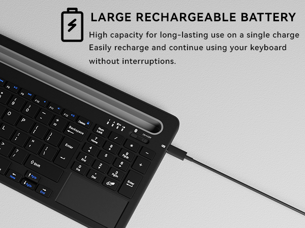 Wireless keyboard with USB charging and rechargeable battery for uninterrupted daily typing