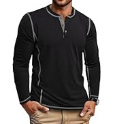 COOFANDY Men's Henley Shirts Long Sleeve Casual Maverick Slub Henley T-Shirts Lightweight Basic Tee
