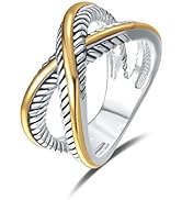 UNY JEWEL Women Jewelry, Twisted Cable Ring, Two Tone, David Yurman, Designer Inspired, X Cross Over