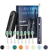 7AM2M Sonic Electric Toothbrush for Adults and Kids, with 8 Brush Heads and Travel Case,5 Modes w...