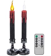 Nicrolandee Halloween Decoration 2 PCS LED Blood Dripping Flameless Candles | Taper Candle with R...