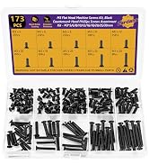 173PCS M3 Flat Head Machine Screws Kit, Carbon Steel Black Oxide Countersunk Head Phillips Screws...