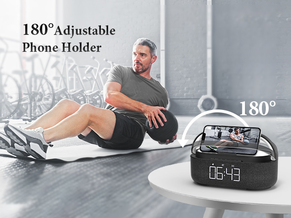 Bluetooth Speaker Night Light 15W Wireless Charger Dual Wireless Speaker lamp black clock iphone15