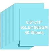 Cardstock 8.5 X 11, 40 Sheets Light Blue Card Stock, 65lb/ 180gsm Copy Paper, Cardstock Printer P...