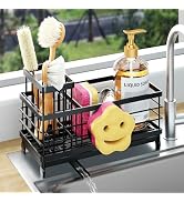 HapiRm Sponge Holder for Kitchen Sink - Self-draining Sink Caddy with Smiley Face and Brush Holde...