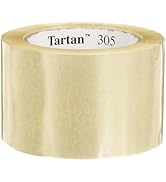 3M Tartan Box Sealing Tape 305, Clear, Light Duty, Durable, 2.83 in x 109.36 yds (72 mm x 100 m),...
