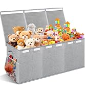 Extra Large Toy Box with Lids - Sturdy Collapsible Kids Storage Organizer Big Bin Chest Basket wi...