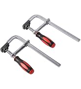 MAXPOWER 2-Pack 8" F Clamps - Medium Duty Heat Treated Steel Bar Clamp with Ergonomic Grip Handle...