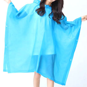 Blue waterproof rain coat