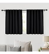 RYB HOME Short Black Curtains for Bedroom, Blackout Thermal Insulated Curtain Tiers Small Window ...