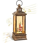 BOHON 12 Inch Snow Globes Christmas with Music USB Powered & Battery Operated Santa Snow Globe La...