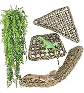 MUYG Reptile Hammock,Large Lizard Lounger,Bearded Dragon Tank Accessories Natural Seagrass Hammoc...