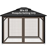 Gazebo Replacement Mosquito Netting Outdoor Universal Gazebo Canopy 4-Panels Screen Sidewalls wit...