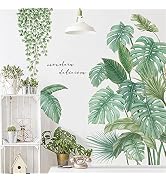 Supzone Green Plants Wall Stickers Tropical Leaves Wall Decals Hanging Tree Vine Wall Decal Natur...