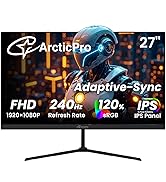 ArcticPro 27 inch Gaming Monitor 240Hz, FHD 1080p, IPS Panel, 1ms Response Time, Adaptive sync, P...