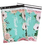 RUSPEPA 14.5x19 Inch Poly Mailers Shipping Bags Thank You Notes Flowers Surrounded Teal Poly Mail...