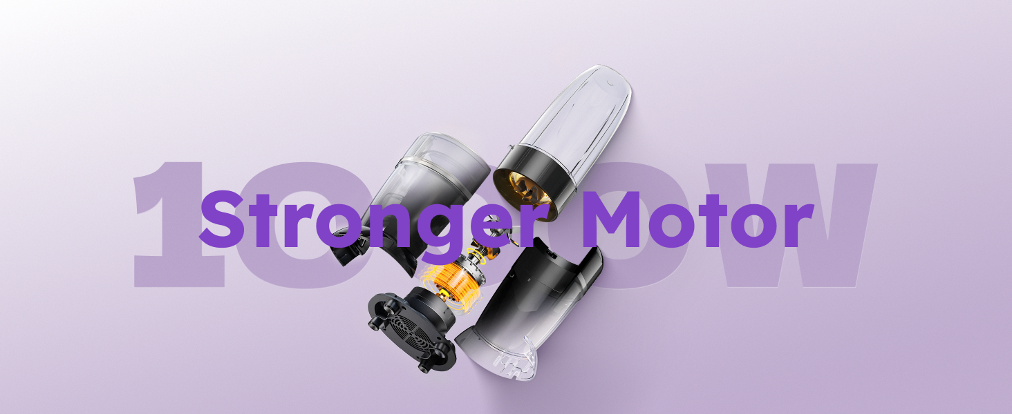 Exploded view of the Sangcon blender showing its 1000W peak motor and internal components.
